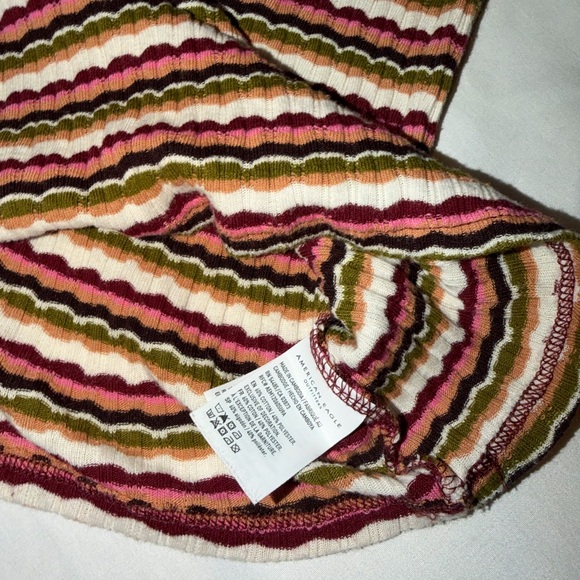 American Eagle Super Soft Striped Halter Top Small Pink Green Ribbed Y2K - Picture 2 of 4